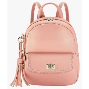 Mini Leather Backpack Purse Small Light Pink Tassels Adjustable Straps